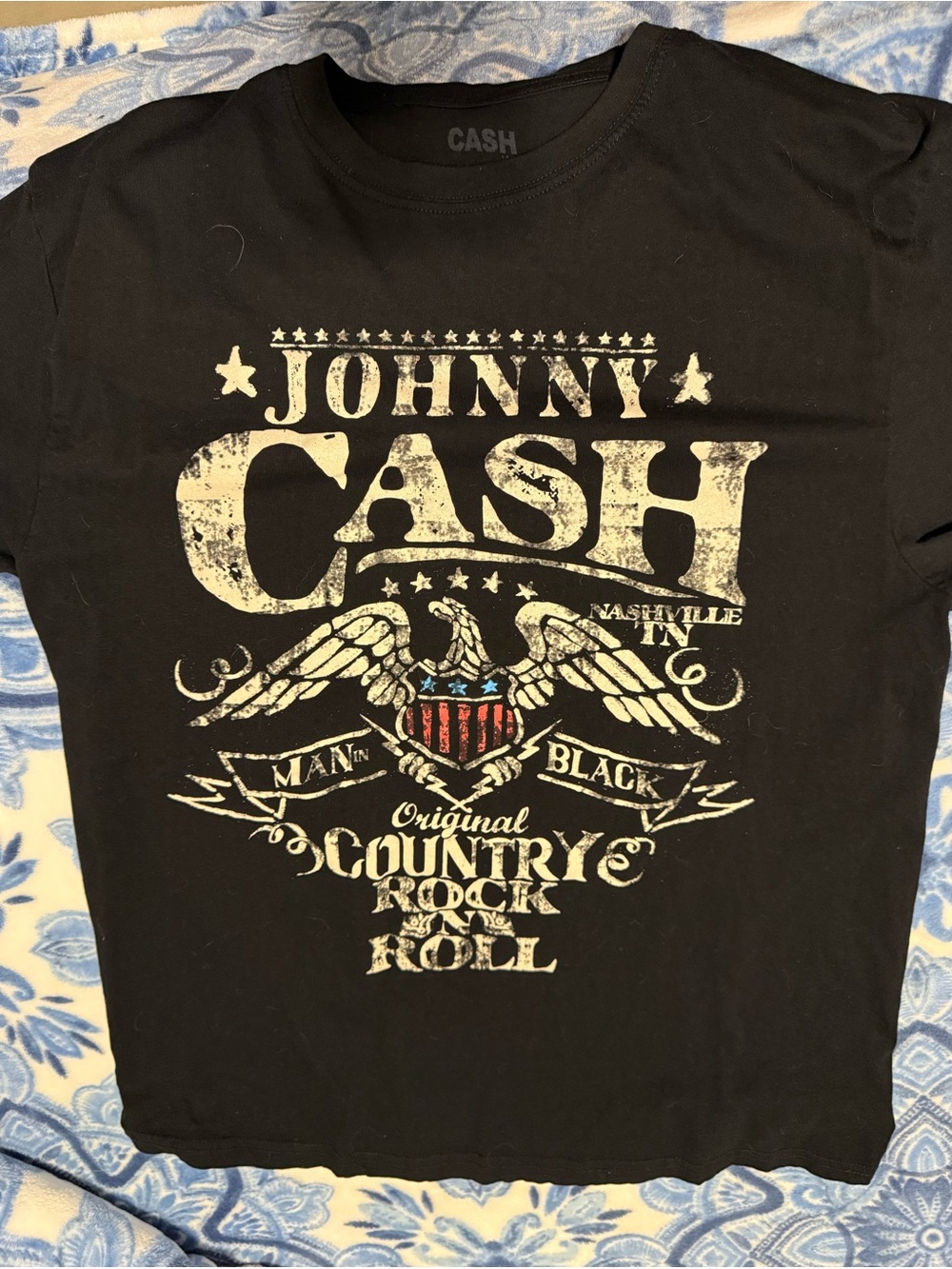 Men’s Johnny Cash Black Graphic Tee - Classic Country Rock Design size XL